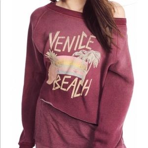 Wildfox magenta cropped sweatshirt